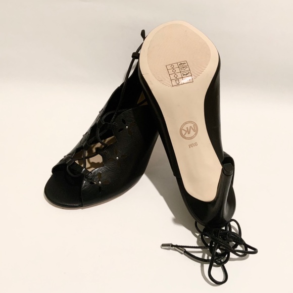 MICHAEL KORS THALIA BLACK LEATHER LACE UP SANDALS STILETTO HEELS SHOES PUMPS 9.5 - Picture 11 of 11